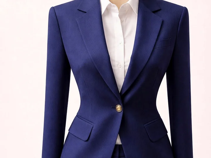 S. PREMIERE navy ladies tailored suit